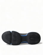 Prada Black Blue Rubber Knit Slip On Low Top Sneakers Shoes