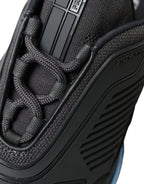 Prada Black Blue Rubber Knit Slip On Low Top Sneakers Shoes