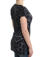 Cavalli Gray leopard v-neck top