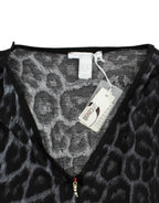 Cavalli Gray leopard v-neck top
