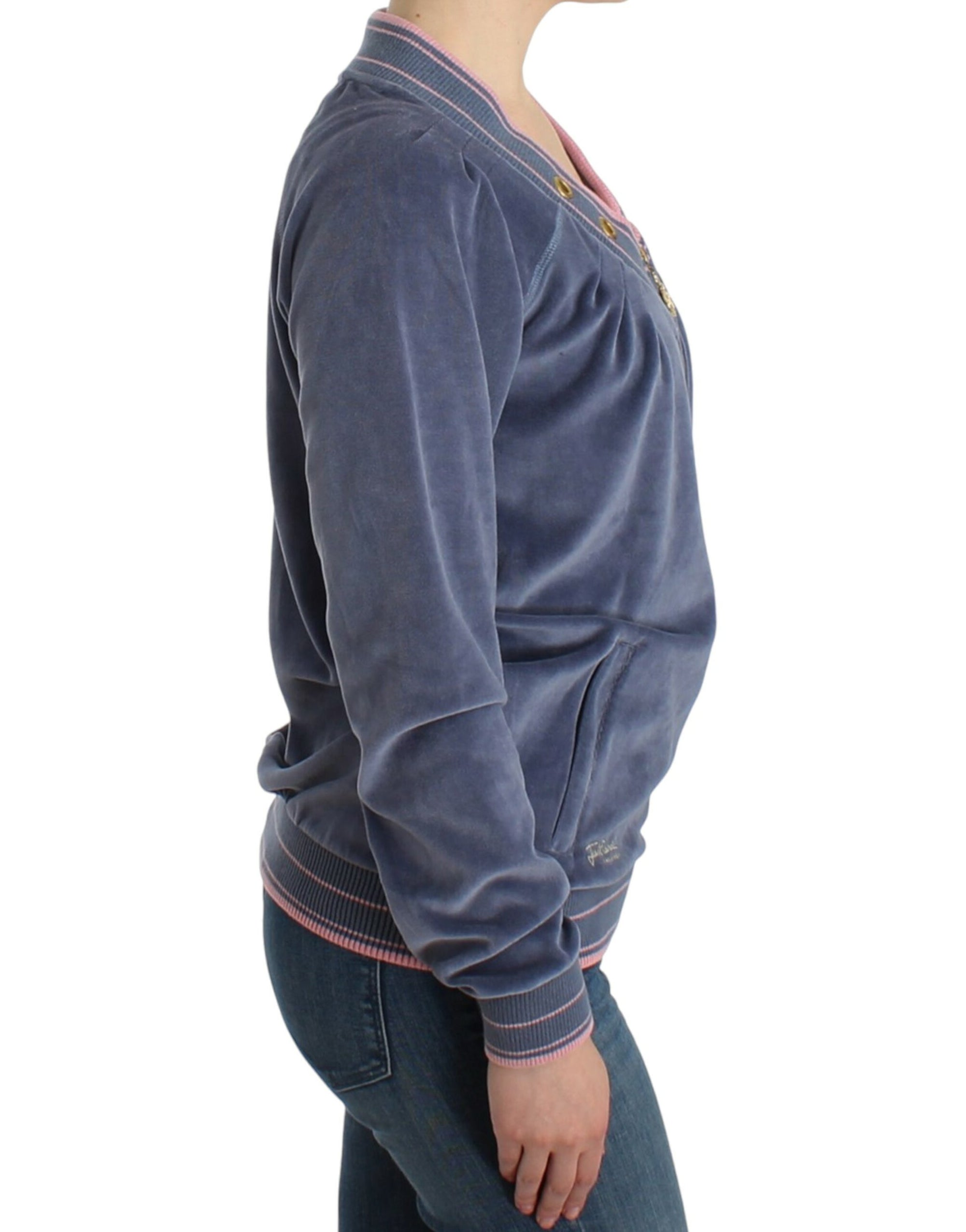 Cavalli Blue velvet zipup sweater