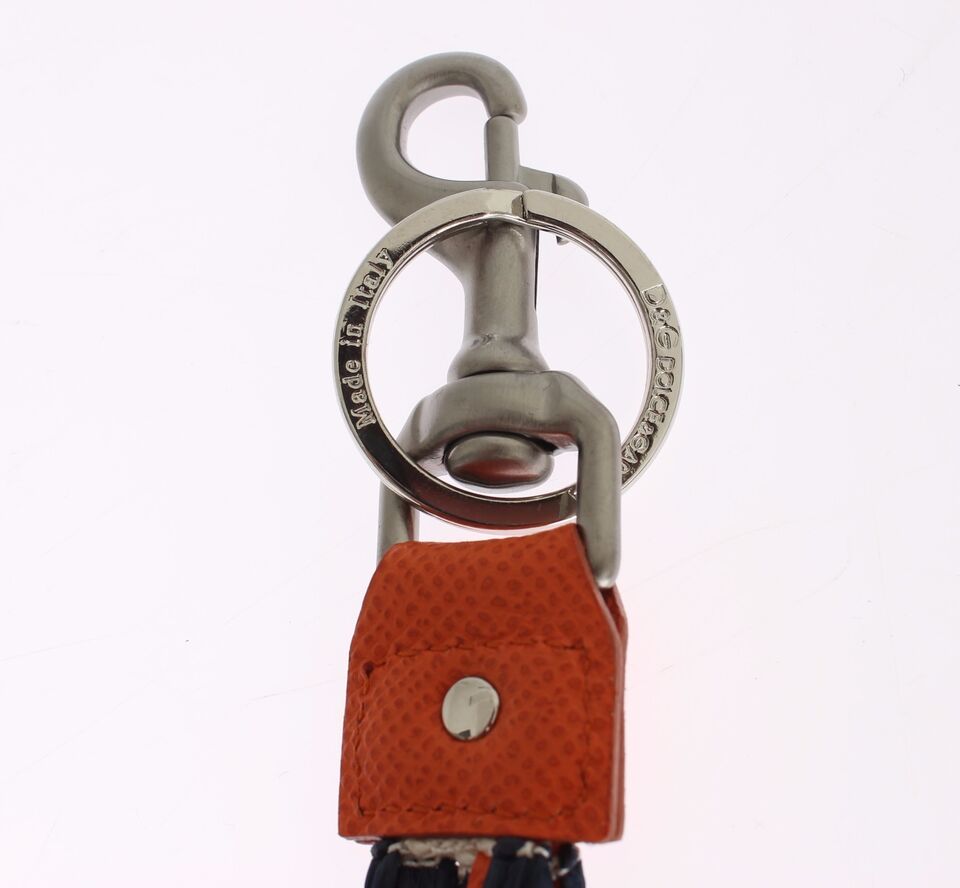 Dolce & Gabbana Red White Raffia Leather Clasp Finder Keyring Keychain - Maison Luxe