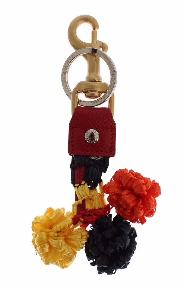 Dolce & Gabbana Gold Yellow Raffia Leather Clasp Finder Chain Keyring - Maison Luxe