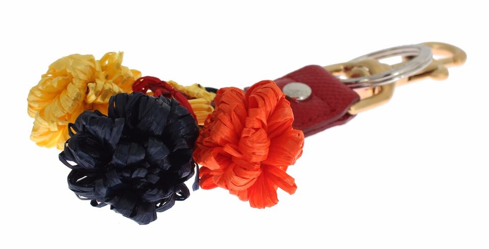 Dolce & Gabbana Gold Yellow Raffia Leather Clasp Finder Chain Keyring - Maison Luxe