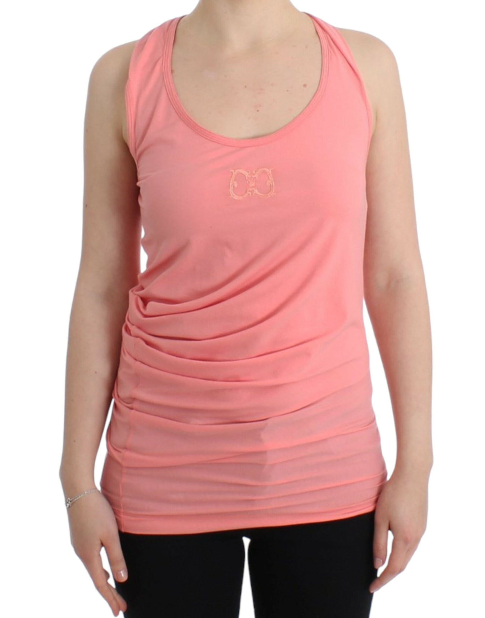 Cavalli Pink cotton tank top