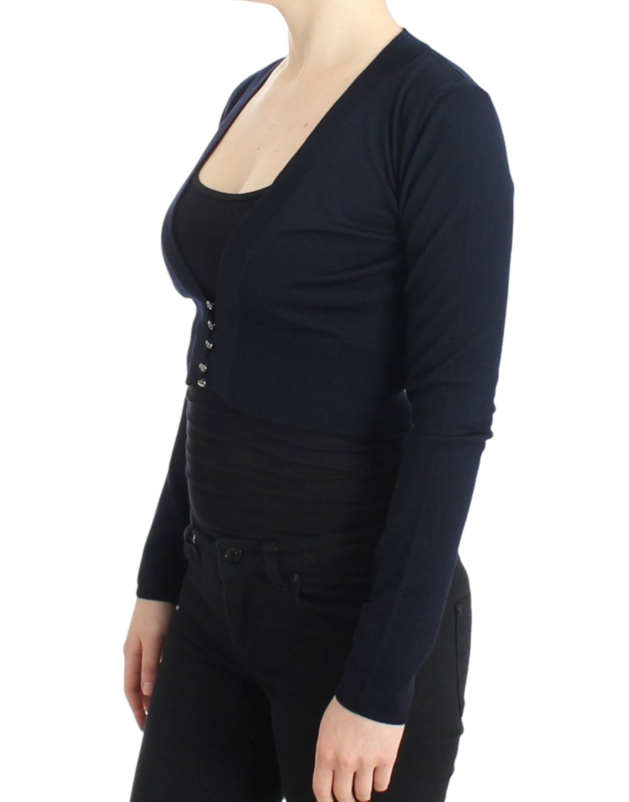 Cavalli Blue cropped wool cardigan