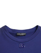 Dolce & Gabbana Royal Blue Cotton Crewneck Pullover Sweater