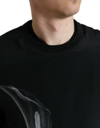 Dolce & Gabbana Black Floral Print Crewneck Pullover Sweater