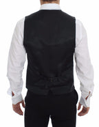 Dolce & Gabbana Gray Striped Wool Logo Vest Gilet Weste