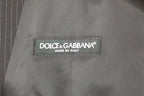 Dolce & Gabbana Black Striped Wool Single Breasted Vest