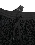 Dolce & Gabbana Black Leopard Cotton Slim Fit Jogger Pants