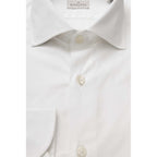 Bagutta White Cotton Men's Shirt Slim Fit With French Collar