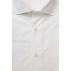 Bagutta White Cotton Men's Shirt Slim Fit With French Collar