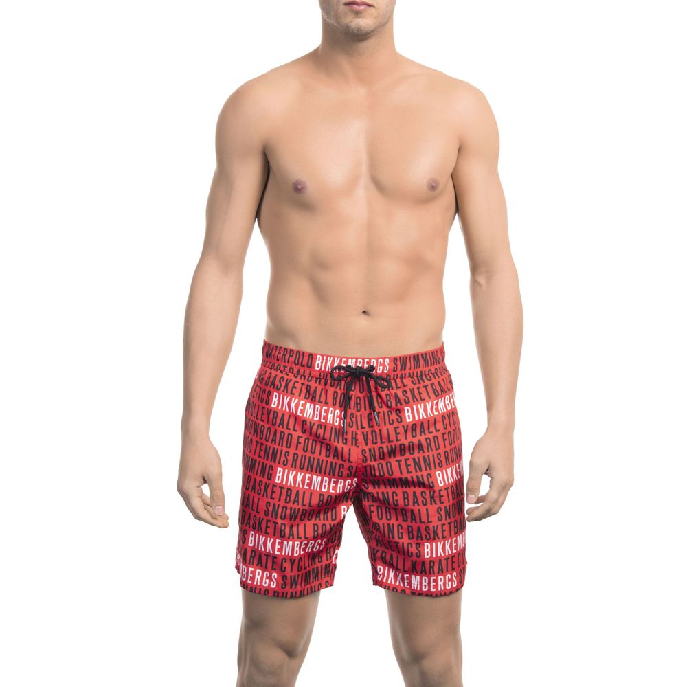 Bikkembergs "Red Polyester Men Swim Short"