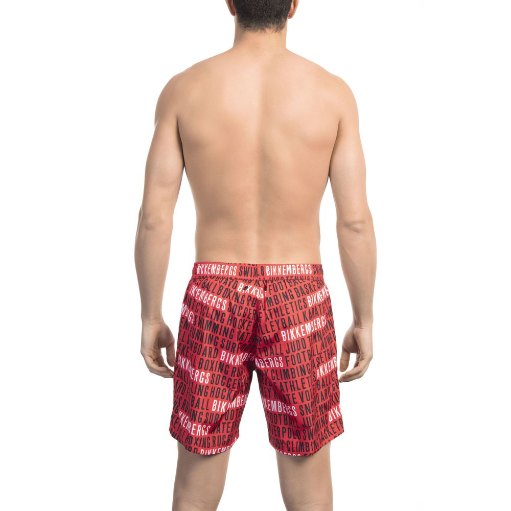 Bikkembergs "Red Polyester Men Swim Short"