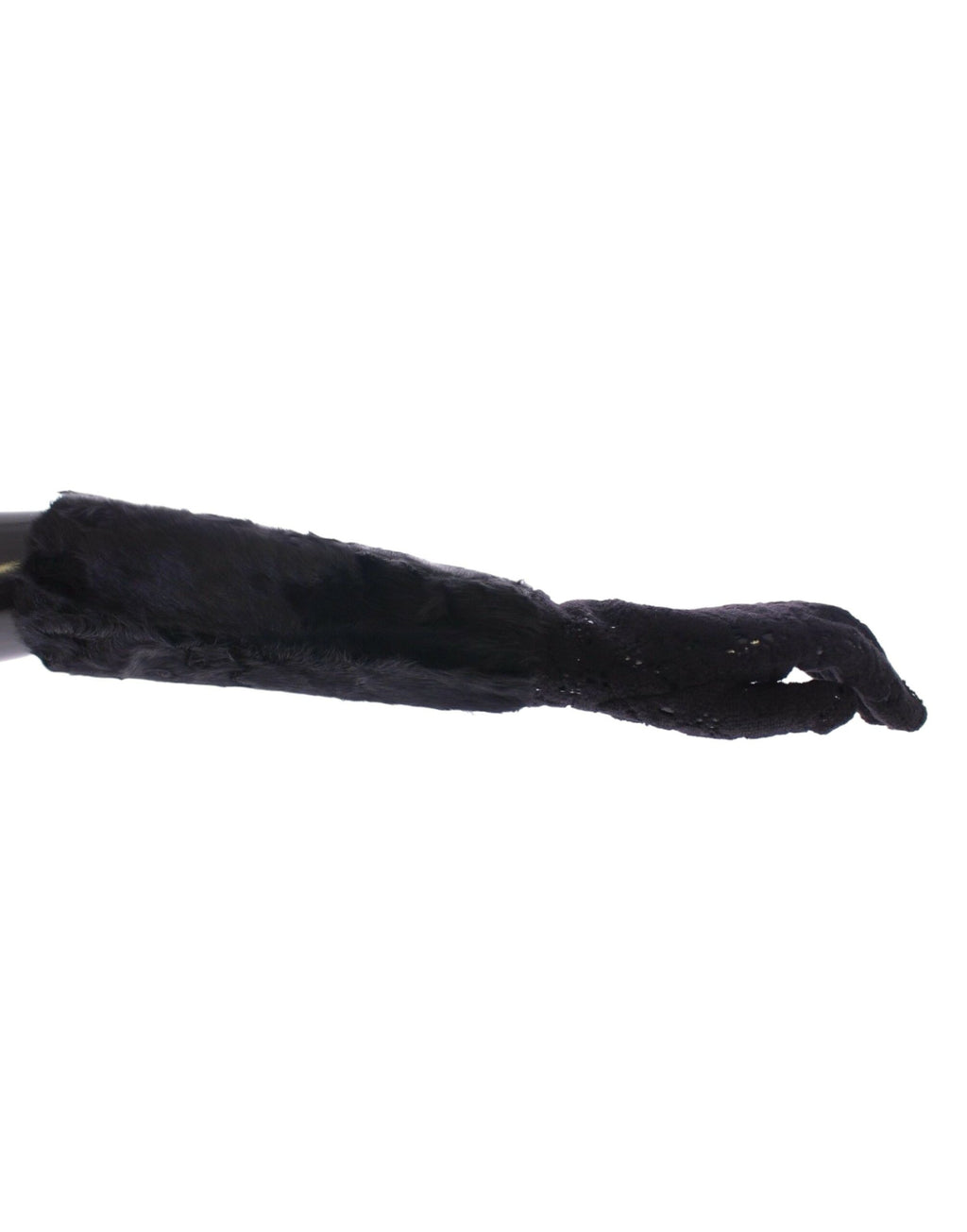 Dolce & Gabbana Black Lace Wool Lambskin Fur Elbow Gloves - Maison Luxe