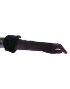 Dolce & Gabbana Purple Mink Fur Goatskin Suede Leather Gloves - Maison Luxe