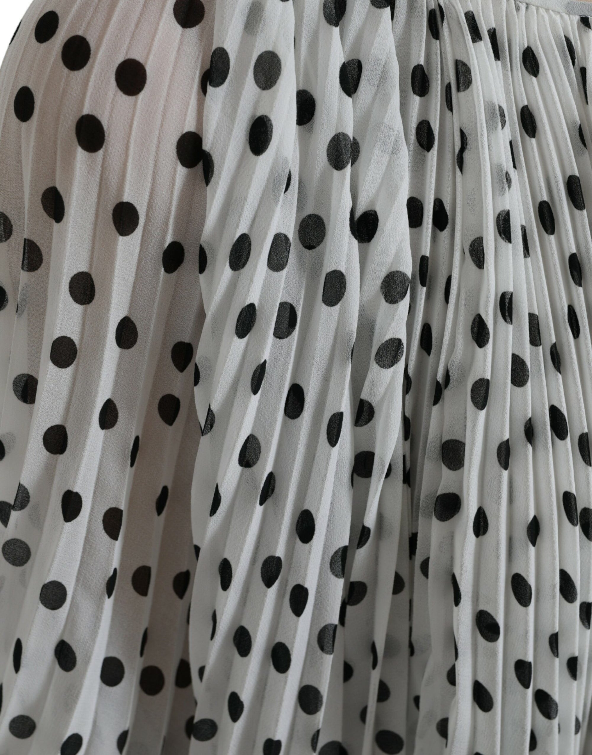 Dolce & Gabbana White Polka Dot A-line Pleated Maxi Dress