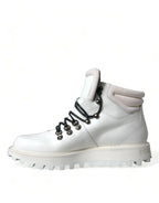 Dolce & Gabbana White Vulcano Trekking Ankle Boots Shoes