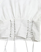 Dolce & Gabbana White Cotton Corset Cropped Long Sleeves Topclothing