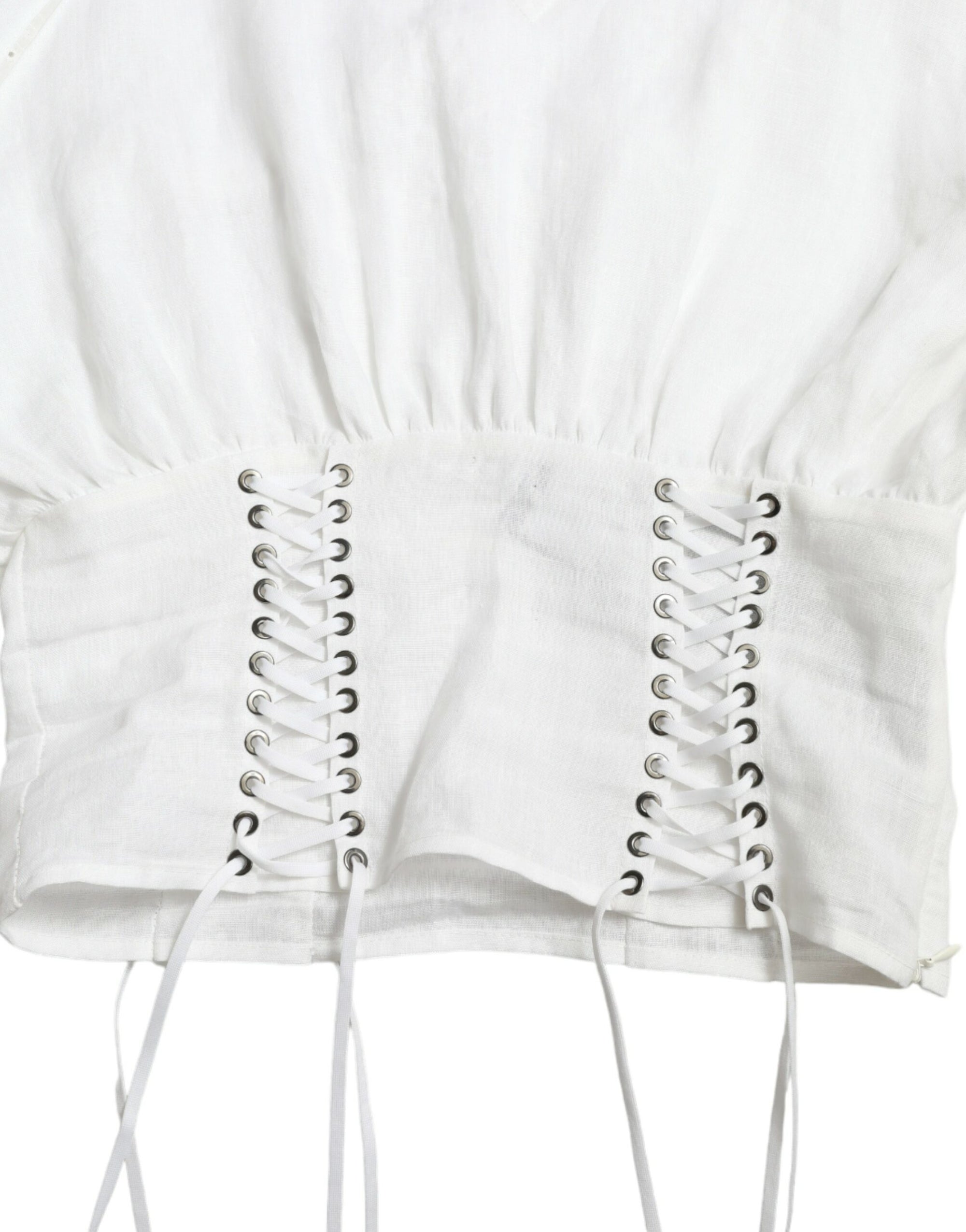 Dolce & Gabbana White Cotton Corset Cropped Long Sleeves Topclothing