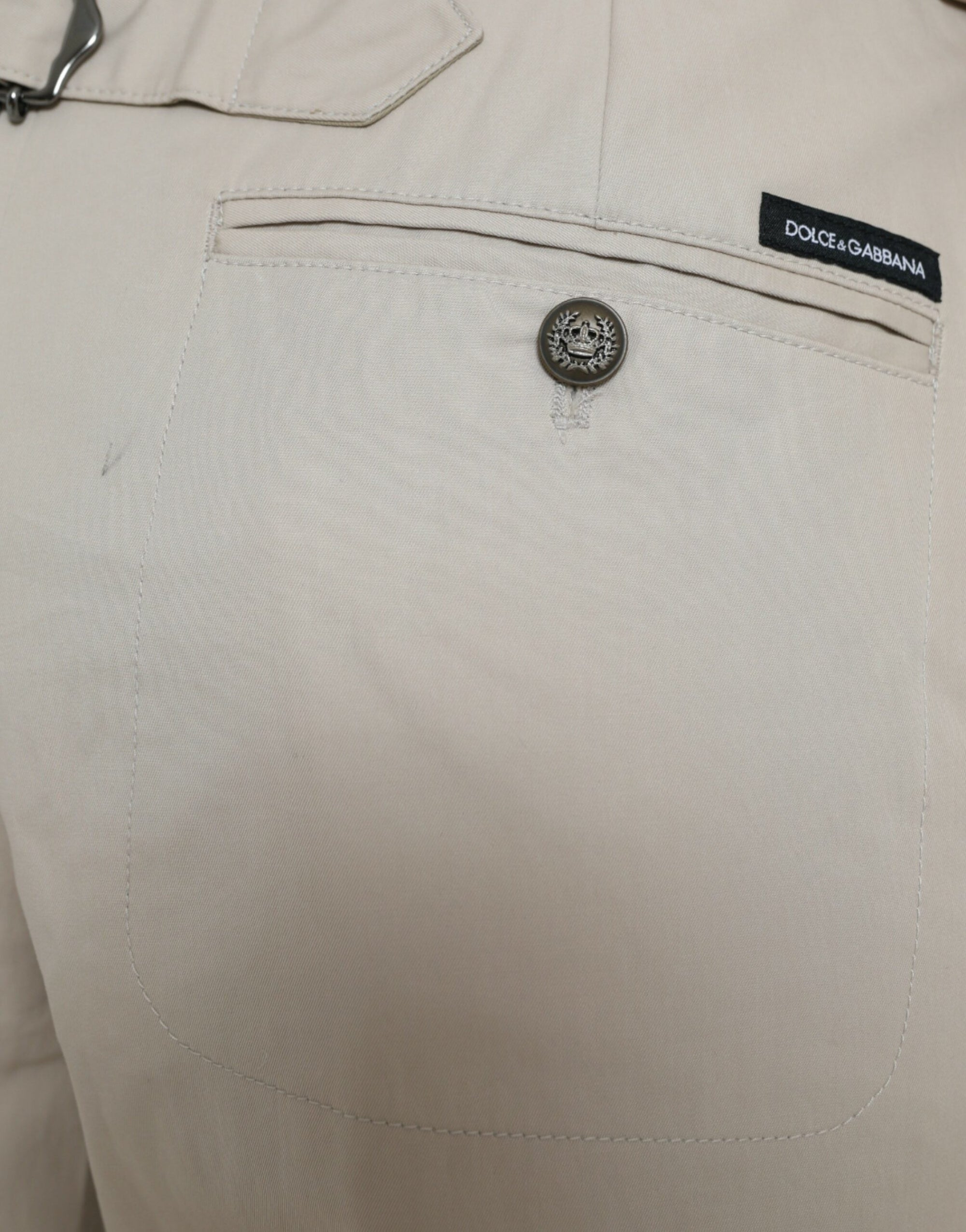 Dolce & Gabbana Beige Cotton High Waist Tapered Pants