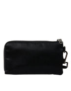 Dolce & Gabbana Black Nylon Logo Plaque Keyring Pouch Clutch Bag