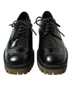 Dolce & Gabbana Black Leather Lace Up Derby Men Dress Shoes