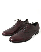 Dolce & Gabbana Bordeaux Leather Men Formal Derby Dress Shoes