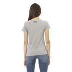 Trussardi Action Gray Cotton Women V-Neck Top