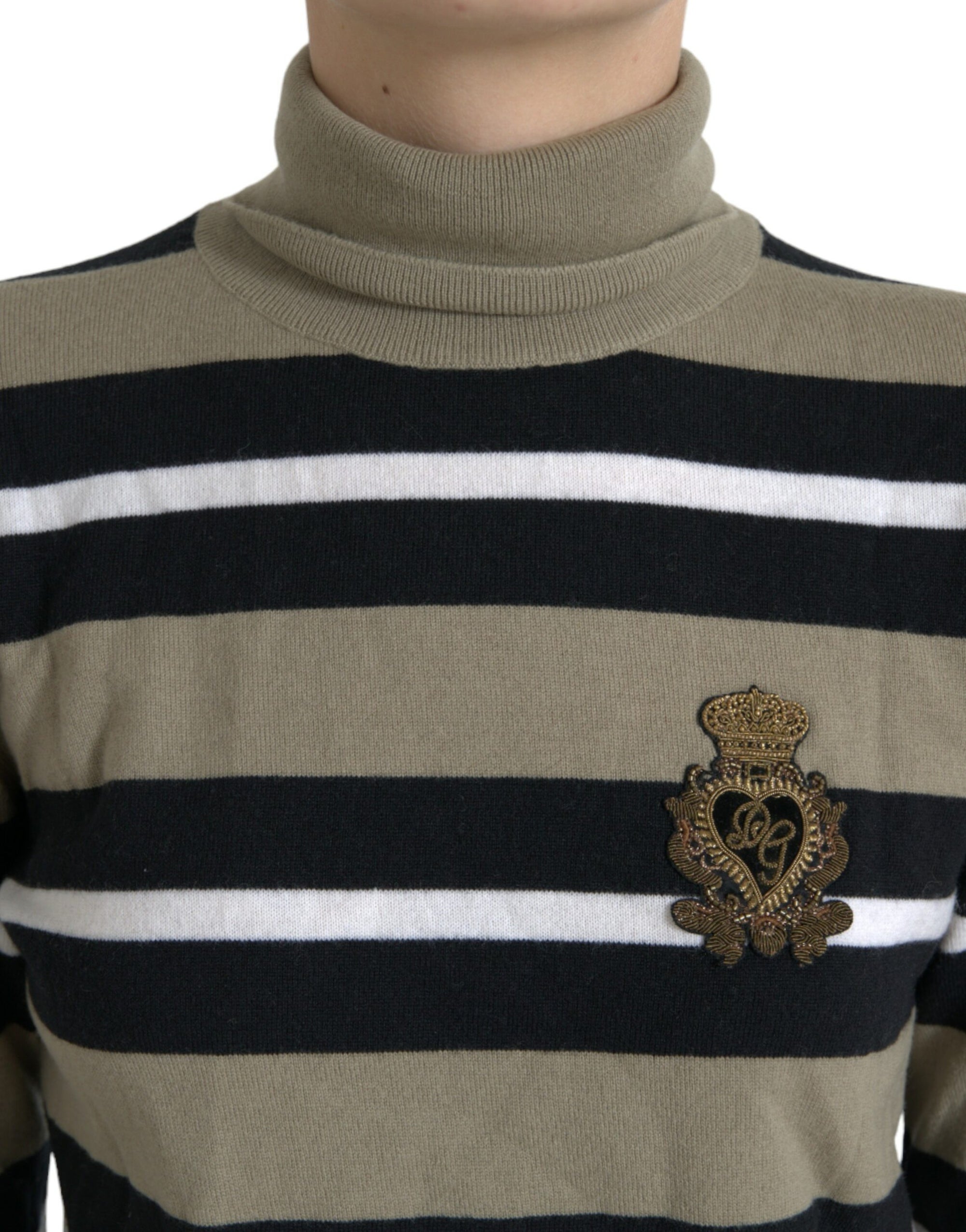 Dolce & Gabbana Multicolor Stripe Wool Logo Pullover Sweater