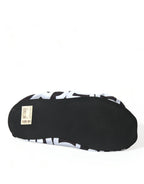 Dolce & Gabbana White Logo Print Nylon Slip On Flats Shoes