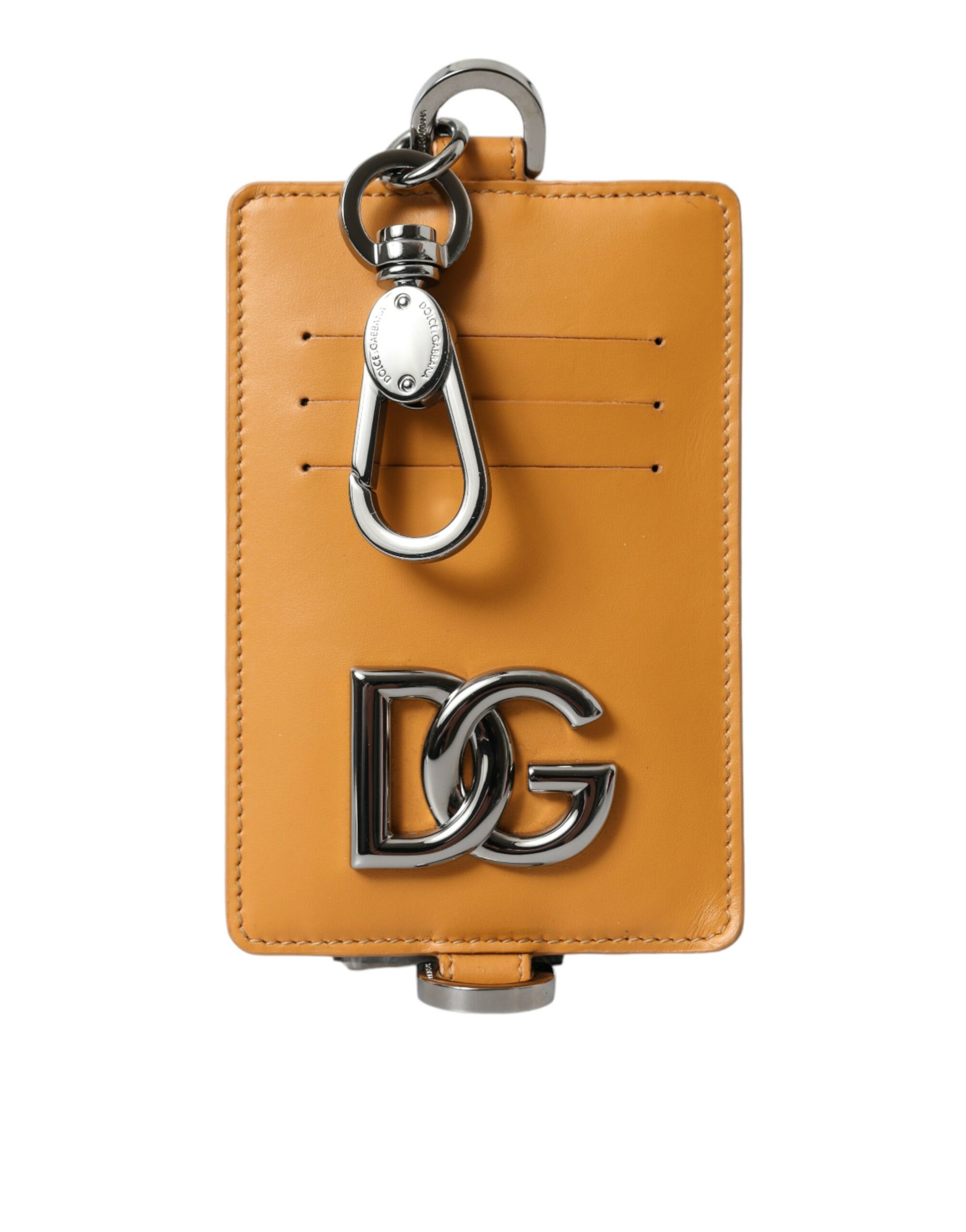 Dolce & Gabbana Orange Calf Leather Credit Card Holder Clip On Wallet