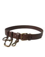 Dolce & Gabbana Brown Calf Leather Gold Metal Buckle Belt - Maison Luxe