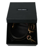 Dolce & Gabbana Brown Calf Leather Gold Metal Buckle Belt - Maison Luxe