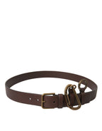 Dolce & Gabbana Brown Calf Leather Gold Metal Buckle Belt - Maison Luxe