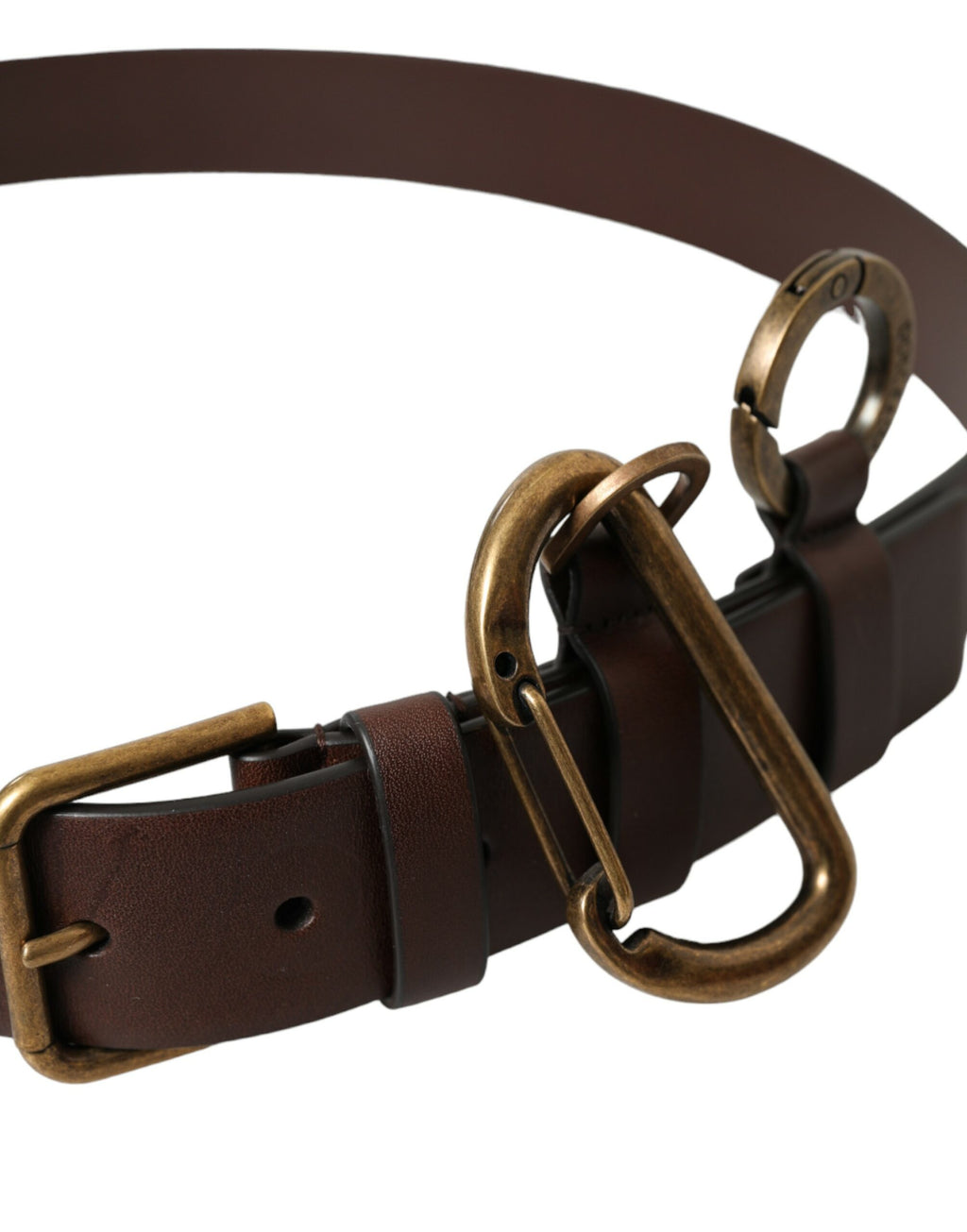 Dolce & Gabbana Brown Calf Leather Gold Metal Buckle Belt - Maison Luxe