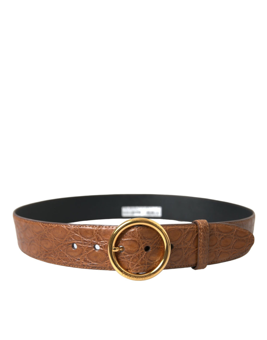 Dolce & Gabbana Brown Exotic Leather Round Buckle Belt - Maison Luxe