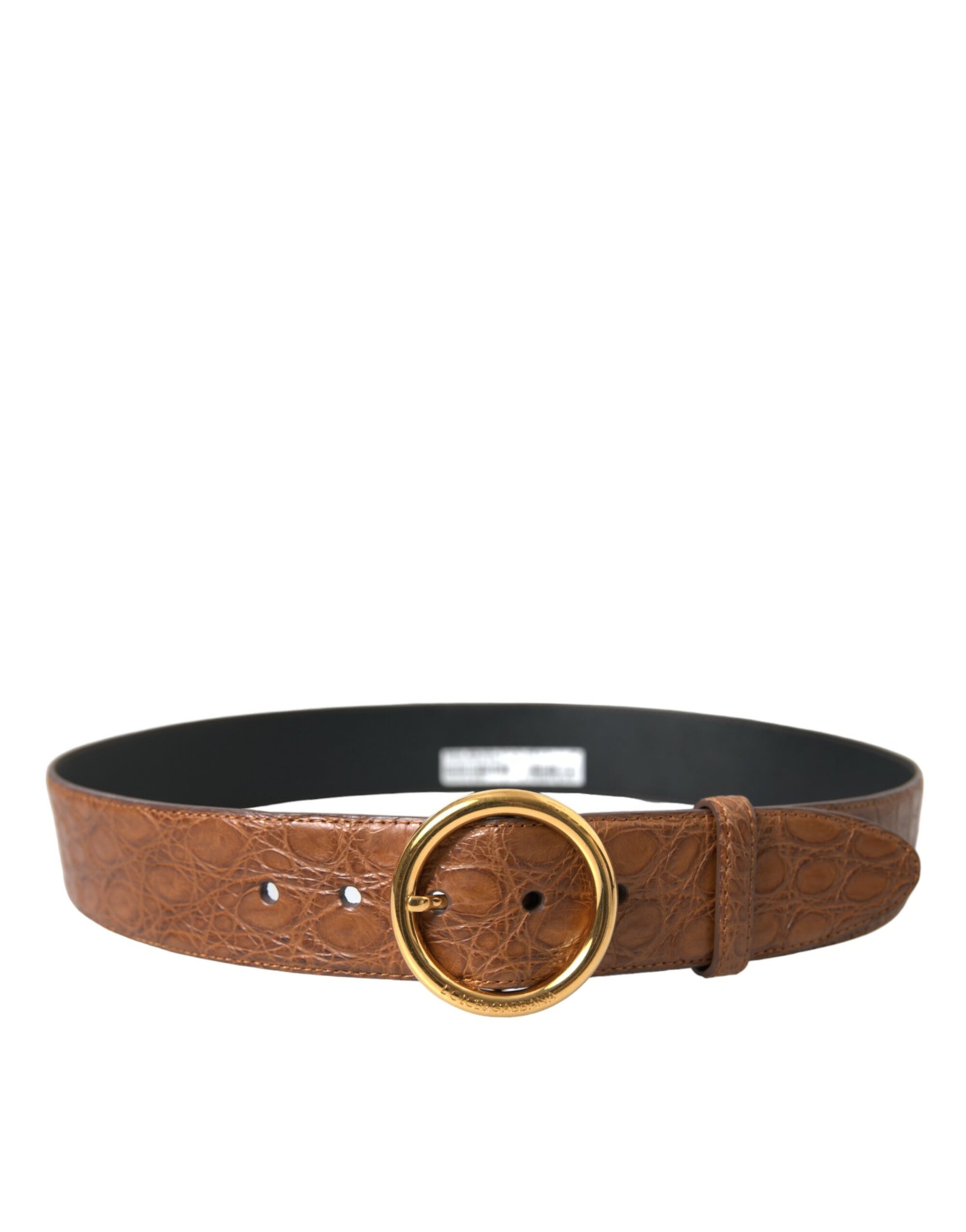 Dolce & Gabbana Brown Exotic Leather Round Buckle Belt - Maison Luxe