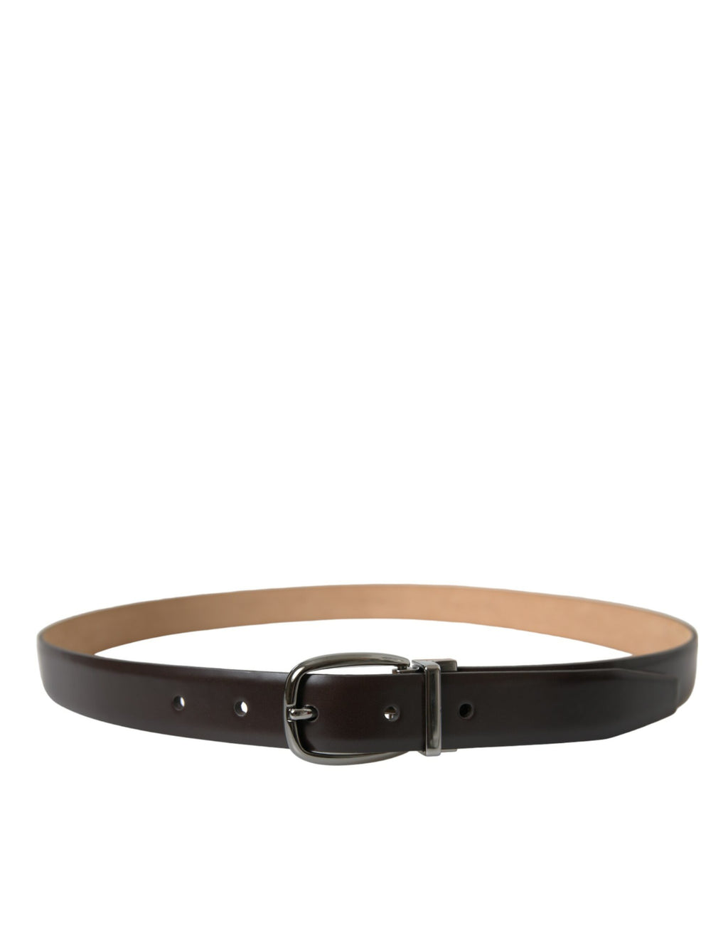 Dolce & Gabbana Dark Brown Leather Silver Metal Buckle Belt - Maison Luxe