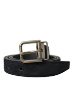 Dolce & Gabbana Black Goat Leather Antique Metal Buckle Belt - Maison Luxe