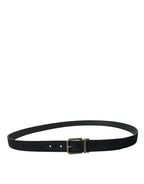 Dolce & Gabbana Black Goat Leather Antique Metal Buckle Belt - Maison Luxe