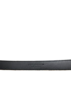 Dolce & Gabbana Gold Leather Jacquard Silver Metal Buckle Belt - Maison Luxe