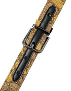 Dolce & Gabbana Gold Leather Jacquard Silver Metal Buckle Belt - Maison Luxe