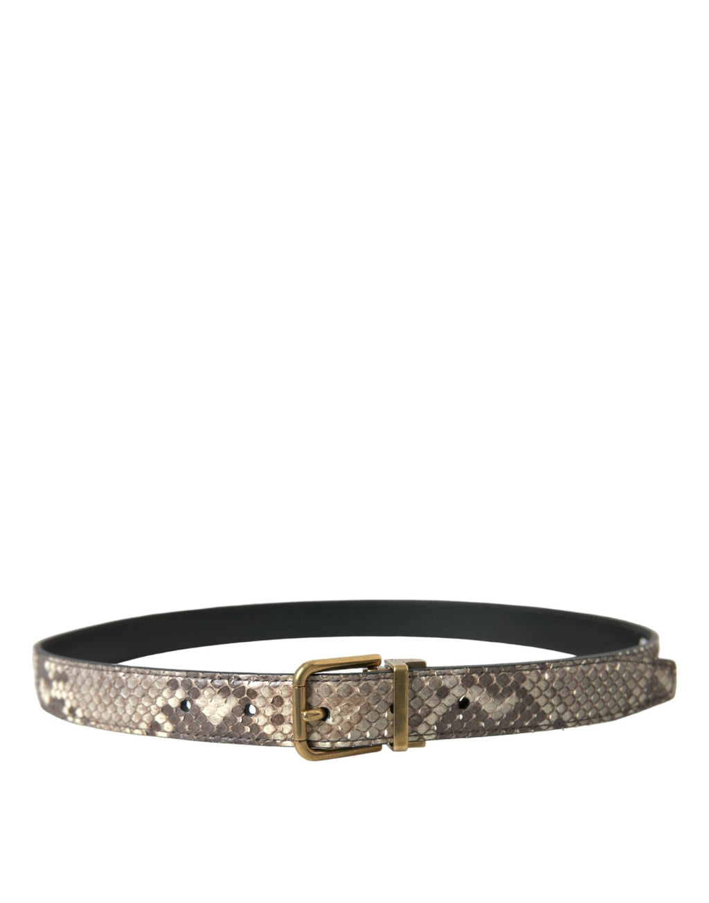 Dolce & Gabbana Brown Python Leather Gold Metal Buckle Belt - Maison Luxe