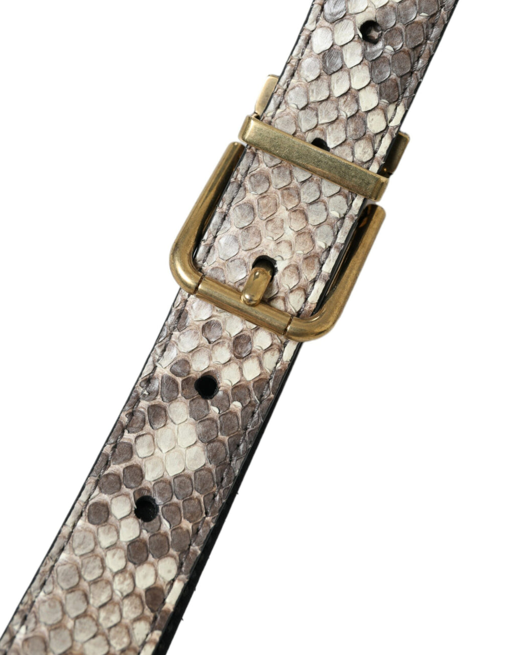 Dolce & Gabbana Brown Python Leather Gold Metal Buckle Belt - Maison Luxe