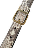 Dolce & Gabbana Brown Python Leather Gold Metal Buckle Belt - Maison Luxe