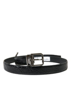 Dolce & Gabbana Black Leather Silver Metal Buckle Belt - Maison Luxe