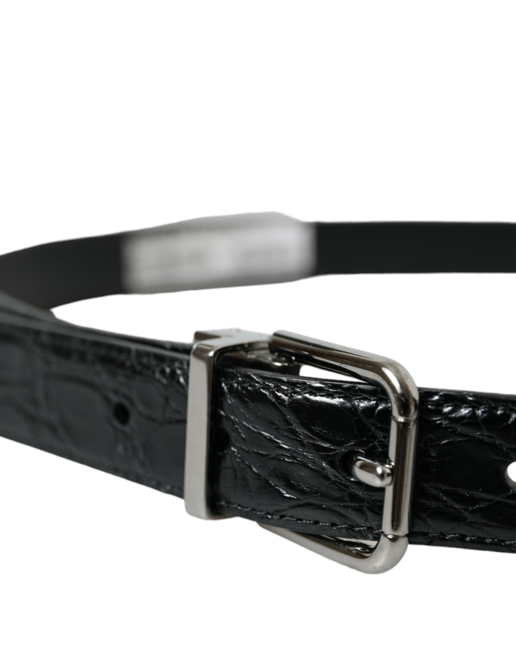 Dolce & Gabbana Black Leather Silver Metal Buckle Belt - Maison Luxe
