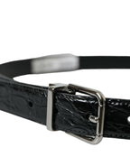 Dolce & Gabbana Black Leather Silver Metal Buckle Belt - Maison Luxe